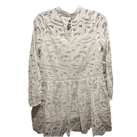 Chelsea28 Embroidered Minidress Women's Size Small White Eyelet Long Sleeve - Picture 3 of 5